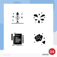 pack de 4 signes et symboles de glyphes solides modernes pour les supports d'impression Web tels que les fichiers osseux script de jardin de fruits de mer éléments de conception vectoriels modifiables vecteur