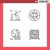 ensemble de 4 symboles d'icônes d'interface utilisateur modernes signes pour la réussite mondiale mission lampe marketing éléments de conception vectoriels modifiables vecteur