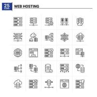 25 icône d'hébergement Web définie fond vectoriel