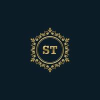 logo lettre st avec modèle or de luxe. modèle vectoriel de logo d'élégance.