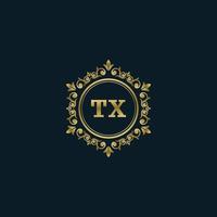 logo lettre tx avec modèle or de luxe. modèle vectoriel de logo d'élégance.