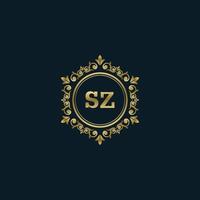 logo lettre sz avec modèle or de luxe. modèle vectoriel de logo d'élégance.