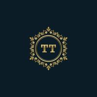 logo lettre tt avec modèle or de luxe. modèle vectoriel de logo d'élégance.