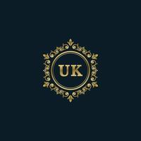 lettre logo uk avec modèle d'or de luxe. modèle vectoriel de logo d'élégance.