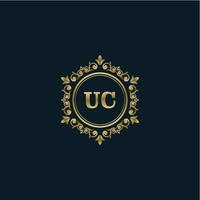 logo lettre uc avec modèle or de luxe. modèle vectoriel de logo d'élégance.