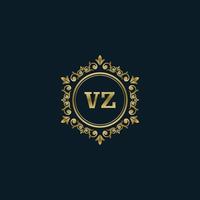 logo lettre vz avec modèle or de luxe. modèle vectoriel de logo d'élégance.