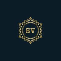 logo lettre sv avec modèle or de luxe. modèle vectoriel de logo d'élégance.