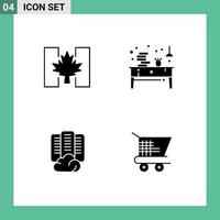 pack d'icônes vectorielles stock de 4 signes et symboles de ligne pour les éléments de conception vectoriels modifiables de données de tiroir de feuille de nuage de drapeau vecteur