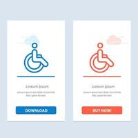 mouvement de vélo en fauteuil roulant à pied bleu et rouge téléchargez et achetez maintenant le modèle de carte de widget web vecteur