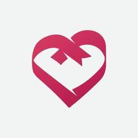 illustration vectorielle d'icône de ruban coeur rouge, vecteur d'icône d'amour avec ruban