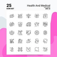 25 ensemble d'icônes médicales et médicales 100 fichiers eps modifiables 10 idées de concept de logo d'entreprise conception d'icône de ligne