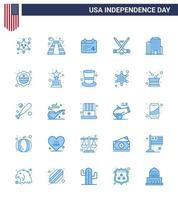 pack de 25 créatifs usa independance day liés blues of office calendrier américain sport hokey modifiable usa day vector design elements