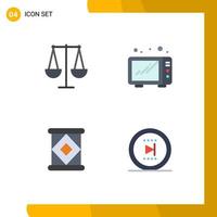 pack d'icônes vectorielles stock de 4 signes et symboles de ligne pour les éléments de conception vectoriels modifiables du bureau à micro-ondes de la balance de lait équilibrée vecteur