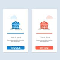 accueil maison bâtiment immobilier bleu et rouge télécharger et acheter maintenant modèle de carte de widget web vecteur