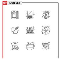9 concept de contour pour les sites Web mobiles et les applications banque point d'accueil cible financière tir à l'arc éléments de conception vectoriels modifiables vecteur