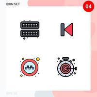 ensemble de 4 couleurs plates vectorielles remplies sur la grille pour les panneaux de contrôle du plateau public froid éléments de conception vectoriels modifiables vecteur