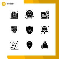9 jeu d'icônes. pack d'icônes de style solide. symboles de glyphes isolés sur fond blanc pour la conception de sites Web réactifs. vecteur