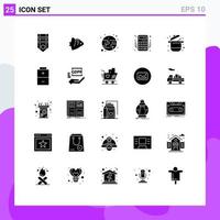 pack de glyphes solides de 25 symboles universels de bannière d'argent karahi éléments de conception vectoriels modifiables de comptabilité bancaire vecteur