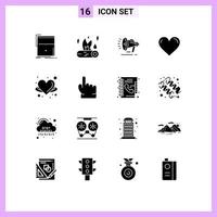 16 concept de glyphe solide pour les sites Web mobiles et applications éléments de conception vectoriels modifiables vecteur