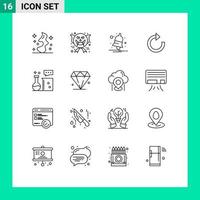 ensemble de 16 contours vectoriels sur la grille pour l'équipement chimique de laboratoire de chimie bell rafraîchir les éléments de conception vectoriels modifiables vecteur