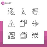 pack d'icônes vectorielles stock de 9 signes et symboles de ligne pour la préparation de la prise de vue culture croissance alimentaire éléments de conception vectoriels modifiables vecteur