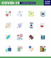icône de sensibilisation au coronavirus 16 icônes de couleur plate icône incluse rapport de casier de protection maladie virale coronavirus viral 2019nov éléments de conception de vecteur de maladie