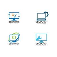 illustration vectorielle d'icône de modèle de logo de réparation d'ordinateur et d'ordinateur portable vecteur