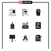 9 icônes créatives signes et symboles modernes d'interface de vente balise d'étiquette de bac éléments de conception vectoriels modifiables vecteur