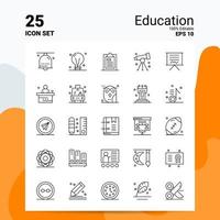 25 jeu d'icônes d'éducation 100 fichiers eps modifiables 10 idées de concept de logo d'entreprise conception d'icône de ligne vecteur