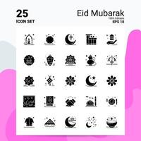 25 eid mubarak jeu d'icônes 100 fichiers eps modifiables 10 idées de concept de logo d'entreprise conception d'icône de glyphe solide vecteur