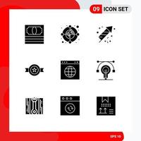 pack d'icônes vectorielles stock de 9 signes et symboles de ligne pour le lien du site Web médaille de globe de feu éléments de conception vectoriels modifiables vecteur