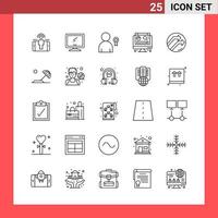 25 symboles de contour de style de ligne de pack d'icônes sur fond blanc. signes simples pour la conception générale. vecteur