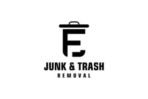lettre f pour la création de logo d'élimination des déchets, service d'élimination des déchets respectueux de l'environnement, icône de conception minimaliste simple. vecteur