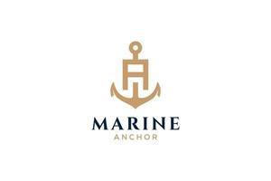 lettre un monogramme, logotype d'ancre. logo du yacht club, emblème maritime. vecteur
