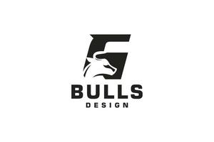 logo lettre g, logo taureau, logo tête de taureau, élément de modèle de conception de logo monogramme vecteur