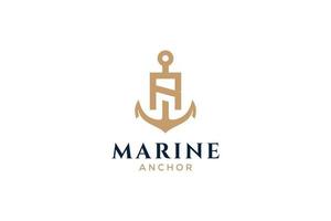 monogramme lettre r, logotype d'ancre. logo du yacht club, emblème maritime. vecteur