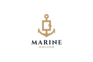 monogramme de la lettre q, logotype d'ancre. logo du yacht club, emblème maritime. vecteur