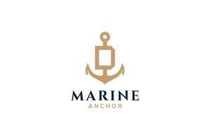 monogramme lettre d, logotype d'ancre. logo du yacht club, emblème maritime. vecteur
