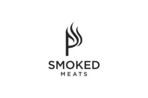 lettre p pour inspiration de conception de logo de restaurant fumé vecteur