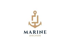 monogramme lettre j, logotype d'ancre. logo du yacht club, emblème maritime. vecteur