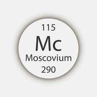 symbole du moscovium. élément chimique du tableau périodique. illustration vectorielle. vecteur