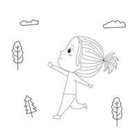 illustration vectorielle de belle fille marchant debout vecteur