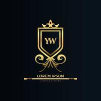 yw lettre initiale avec modèle royal.élégant avec vecteur de logo de couronne, illustration vectorielle de logo de lettrage créatif.