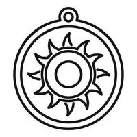 vecteur de contour d'icône d'amulette de soleil mystique. amulette viking