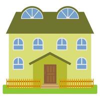 maison privée avec un toit vert et des murs verts sur fond blanc. illustration vectorielle. vecteur