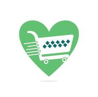 création de logo vectoriel de concept de forme de coeur de panier d'achat. création de logo d'achat. icône de l'application d'achat en ligne.