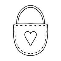 serrure avec trou de serrure en forme de coeur dans un style doodle dessiné à la main. icône d'élément de la Saint-Valentin sur l'illustration vectorielle de fond blanc. vecteur