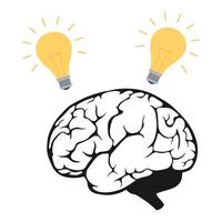 conception de vecteur de cerveau humain avec symbole d'idée d'ampoule