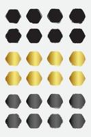 ensemble de cadres de bordure hexagonale ronde grunge avec or noir et couleur métallique vecteur