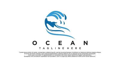 modèle de logo d'océan moderne, illustration simple de l'eau pour le vecteur premium d'affaires